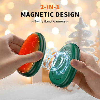 coldSky Rechargeable Hand Warmers 2 Pack, Magnetic 2-in-1 Reusable Electric Hand Warmer, 3 Heat Settings Portable Pocket Hand Heater Gifts for Women Men Christmas, Skiing, Camping, Hunting