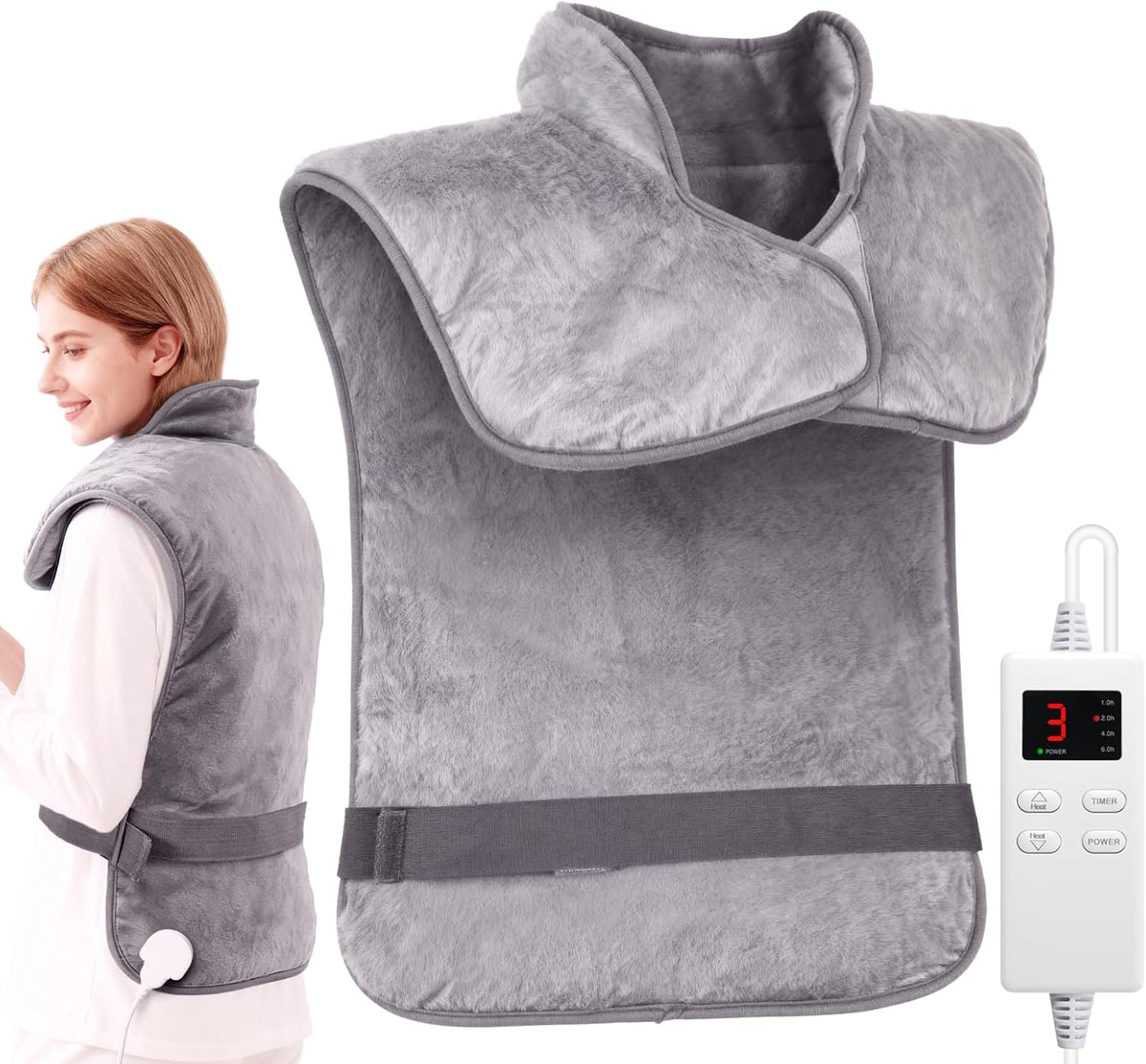 Wearable Heating Pad for Back Neck and Shoulders, Heating Wrap for Pain Relief, Gifts for Mom Grandma Women, Birthday Gifts for Women Men, Gifts for Women, Mothers Day Gifts