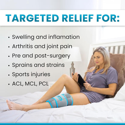 Knee Ice Pack Wrap - Cold/Hot Gel Compression Brace - Heat Support Strap for Arthritis Pain, Tendonitis, ACL, Athletic Injury, Osteoarthritis, Women, Men, Running, Meniscus and Patella Surgery