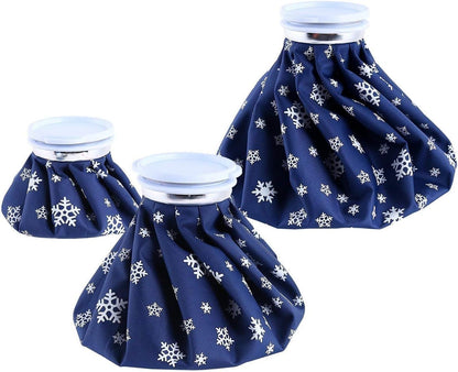 Ice Bags for Injuries Reusable: Ohuhu 3 Packs Ice Cold Packs with 2 Wrap Ice Bag Hot Water Hot & Cold Therapy Pain Relief for Knee Leg Injury No-Leak Waterproof Ice Bags 3 Sizes 6"/9"/11", Light Blue