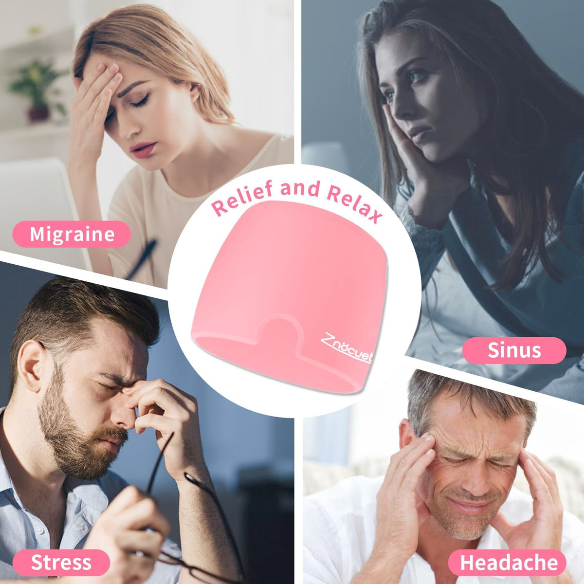 ZNÖCUETÖD Migraine Headache Relief Cap Hat Full Head ice Pack Wrap Cold Cap