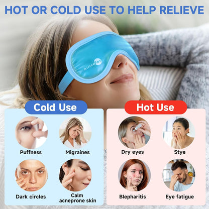 AiricePac Cold Eye Mask Cooling Eye Mask for Dry Eyes, Gel Eye Mask Eye Ice Pack Reusable Cold Eye Compress for Dark Circles, Migraines, Eye Surgery, Skin Care