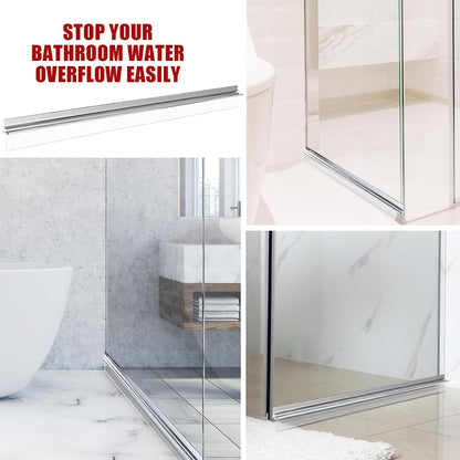 30" Chrome Framed Shower Door Replacement Drip Rail with Vinyl Sweep Door Water Deflector, Applied Mounting Tape and Screws (30Inch)