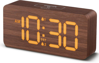 uscce Wooden Digital Alarm Clocks for Bedrooms with 0-100% Dimmable Display