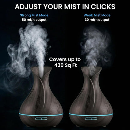Sierra Modern Home Smart WiFi Humidifier - Aromatherapy Essential Oil Diffusers with App Control & Voice Control - Works with Alexa & Google Home - 400ml Ultrasonic Diffuser & Humidifier - Dark Brown