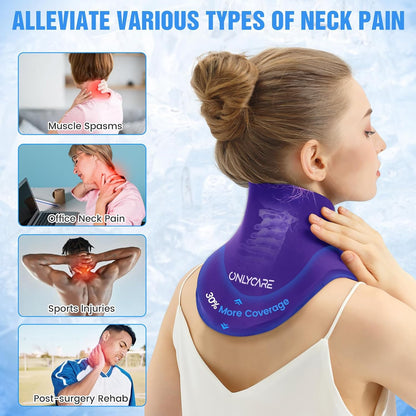 ONLYCARE Neck Ice Pack Wrap Gel - Upgraded Shoulder Ice Packs for Injuries Reusable, Hot and Cold Compress Ice Packs for Neck, Relief of Pain, Office Pressure, Swelling, Sprains