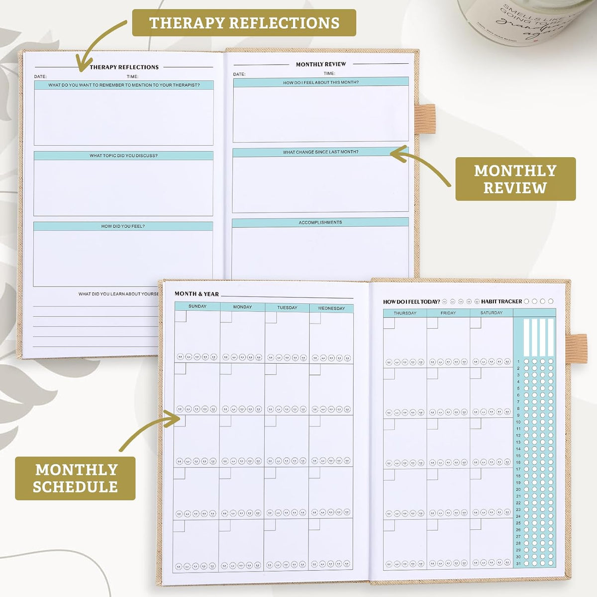 Mental Health Journal for Women and Men, 91 Days Anxiety & Guided Journal