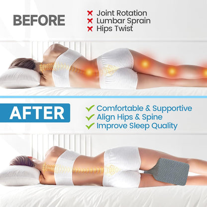 TranquilRelax Knee Pillow for Side Sleepers, Leg Pillow for Side Sleeping | Smooth Pillow for Spine Aligning, Comfortable Memory Foam Pillow for Hip, Back, Sciatica, Knee, Joints Pain (White)