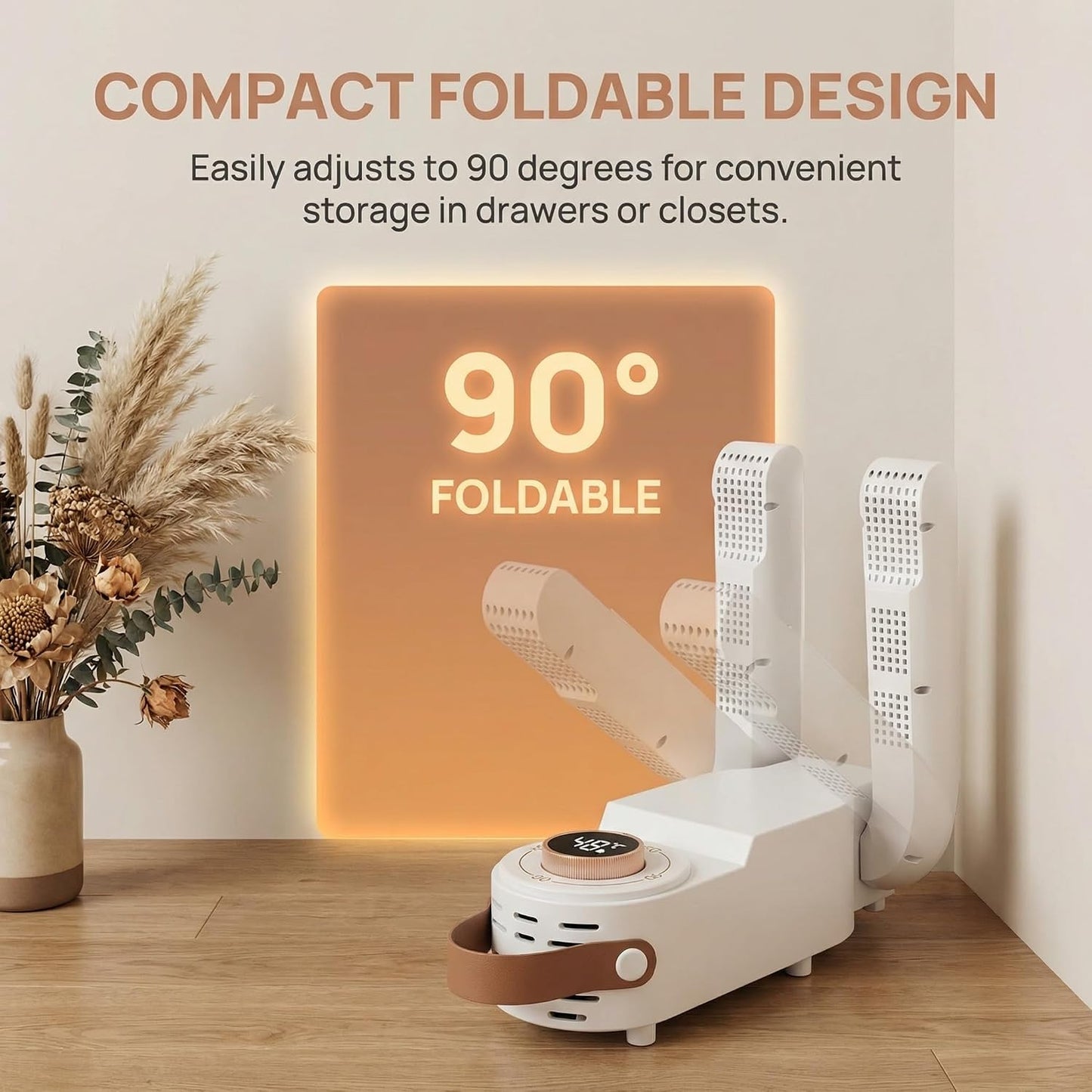 Boot Dryer for Work Boots | Shoe Dryers for Sneakers & Ski Boots | Portable Shoe Warmer with 48°C Constant Temperature & Timer, White