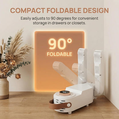 Boot Dryer for Work Boots | Shoe Dryers for Sneakers & Ski Boots | Portable Shoe Warmer with 48°C Constant Temperature & Timer, White