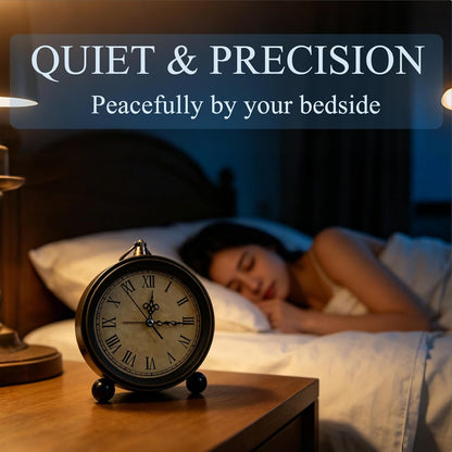 Vintage Analog Alarm Clock, 5.5 inch Hangable Super Silent Non Ticking Clock for Living Room, Bedroom, Desk, Gift Clock for Children Adults and Artist(Arabic)