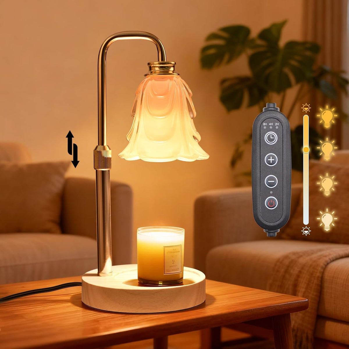 Candle Warmer Lamp with Timer & Dimmer, Birthday Gifts for Women Mom, 4-Level Dimmable Flower Heat Lamp for Jar Candles, Adjustable Height, House Warming Gifts, Home Decor (Purple