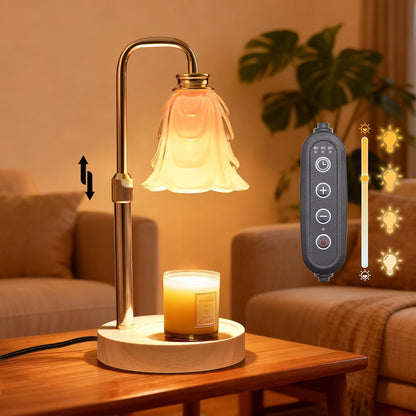 Candle Warmer Lamp with Timer & Dimmer, Birthday Gifts for Women Mom, 4-Level Dimmable Flower Heat Lamp for Jar Candles, Adjustable Height, House Warming Gifts, Home Decor (Purple