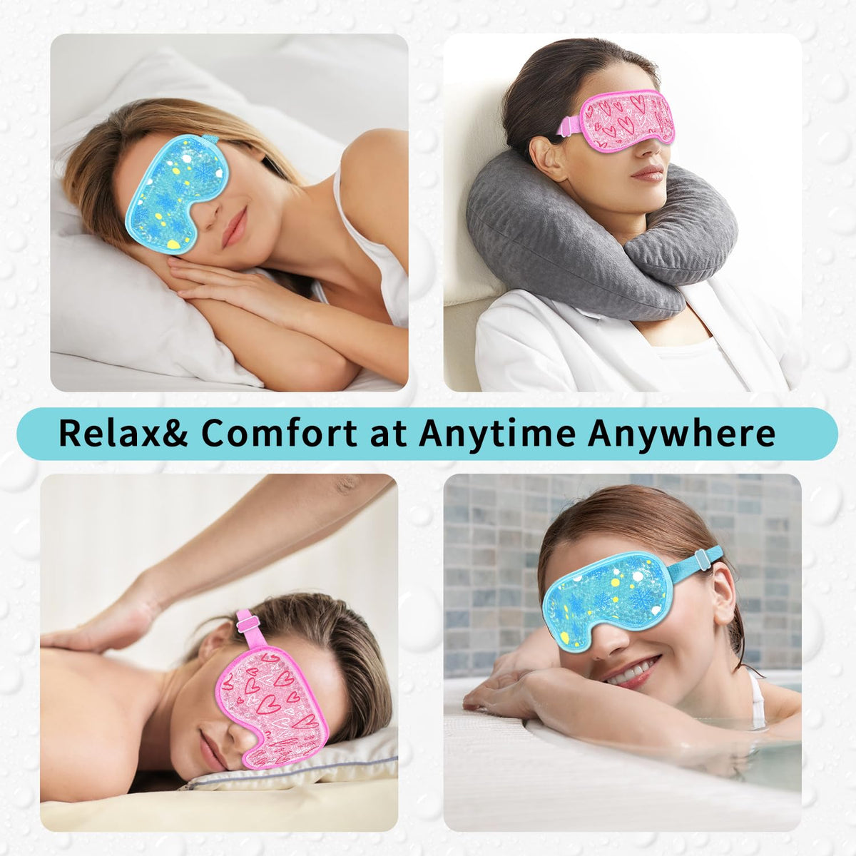2PCS Cooling Eye Mask Gel Eye Mask, Reusable Hot Cold Therapy