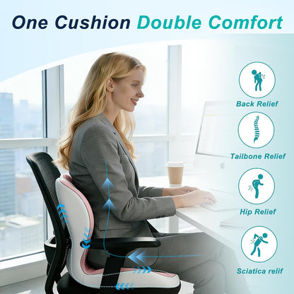 Seat Cushion for Office Chair, Ergonomic Cushion with Lumbar Support Pillow