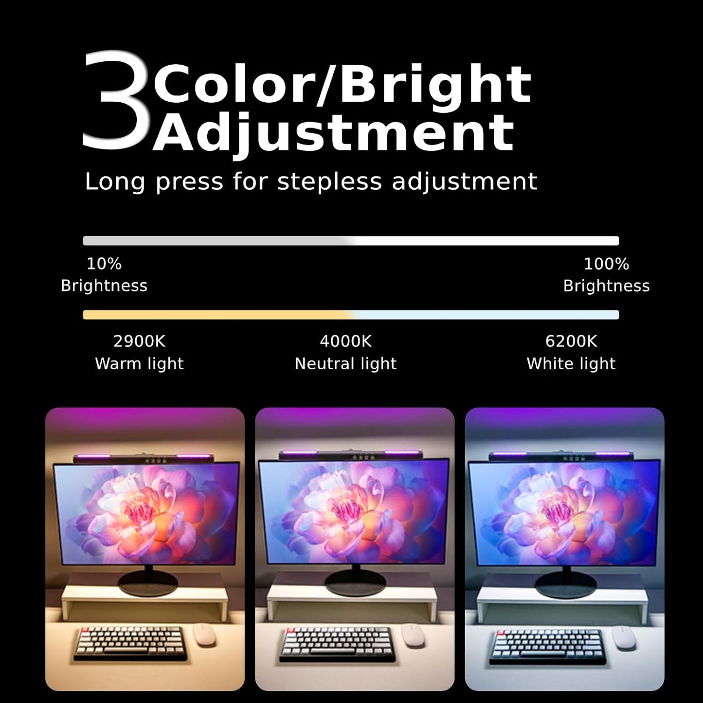 BY-J [2025 Upgraded Version Eye Protection Study Desk Lamp Student Desk Bedside Dressing Table Magnetic Wall-Mounted 42cm Long Cool Light Rechargeable Student Dormitory Children's Reading Light
