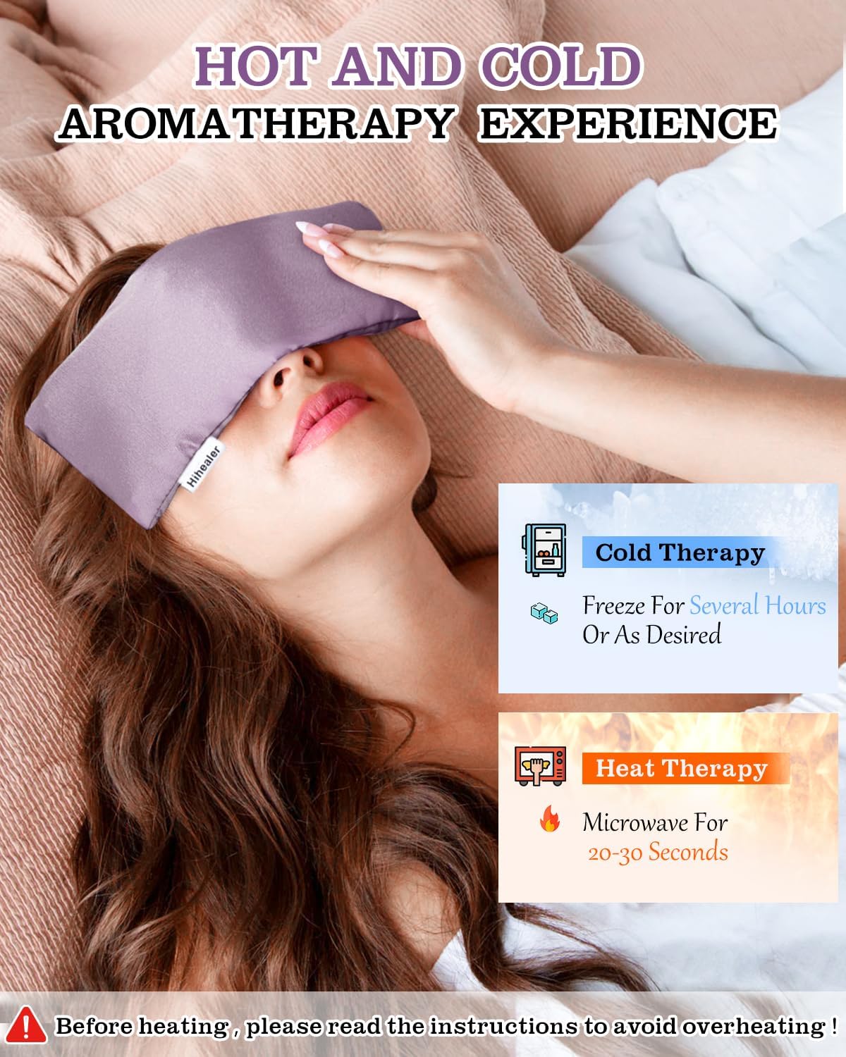 Relaxation Gifts for Women, Weighted Eye Mask for Sleeping, Yoga, Spa, Meditation, Lavender Eye Pillow Heated for Headache, Sinus & Dry Eyes Relief, Moist Heat Mask, Birthday Gifts for Mom (Purplex4)