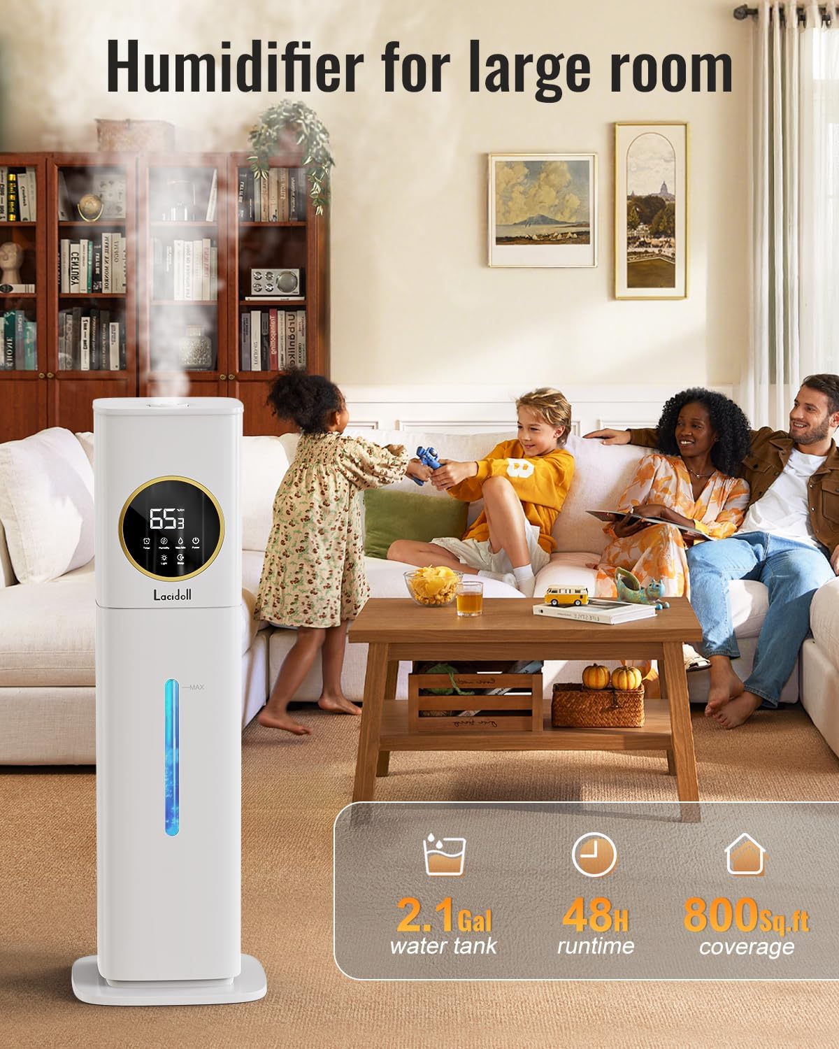 Humidifiers for Bedroom 500 sq ft,2.1Gal/8L Cool Mist Humidifier Large Room