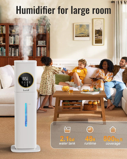 Humidifiers for Bedroom 500 sq ft,2.1Gal/8L Cool Mist Humidifier Large Room