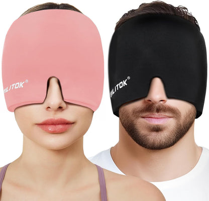 Migraine Headache Relief Cap, Gel Ice Head Wrap, Hot and Cold Therapy, Headache Eyes Mask for Sinus, Puffy Eyes, Tension and Stress Relief (Blue)