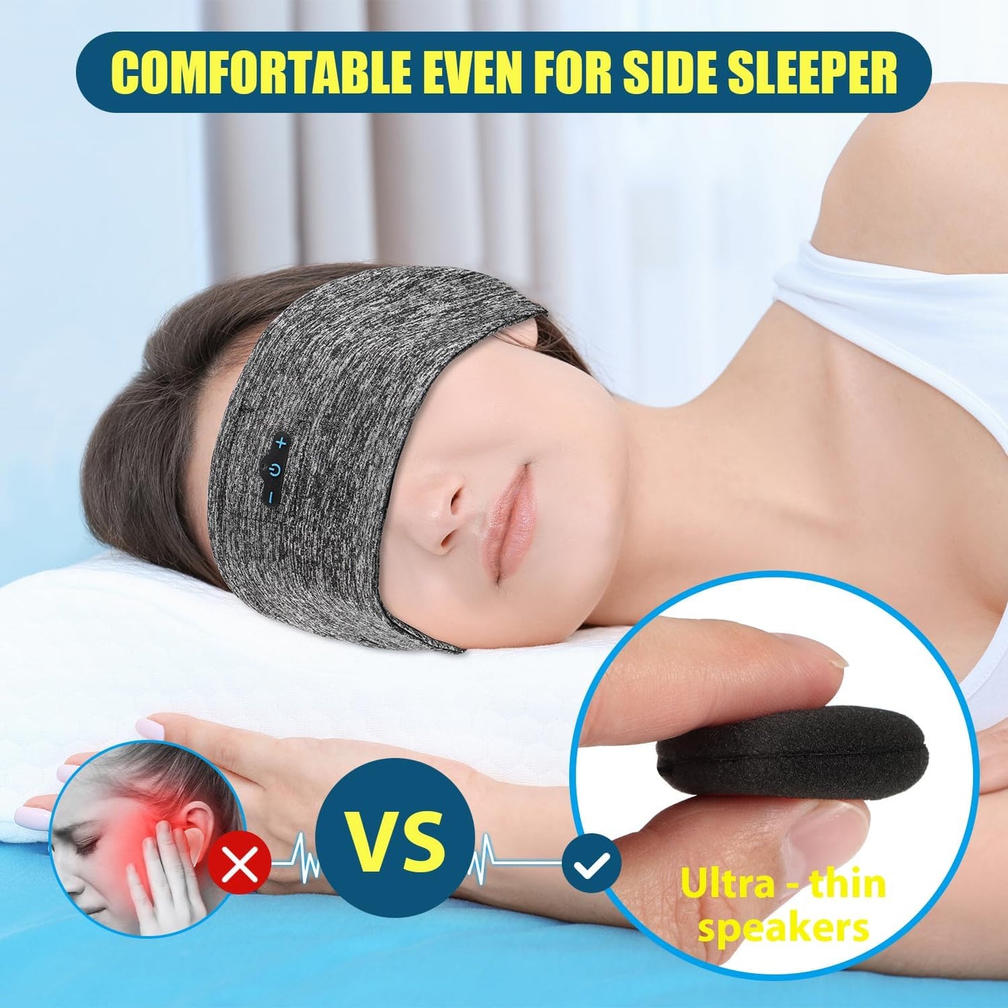 BORAYDA 2-Pack Bluetooth Headband, Bluetooth 5.4 Sleeping Headphones,18 Hours Play Time,HD Stereo, Built-in Microphone, Workout, Running, Sports, Men/Women Giftv