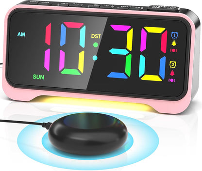 Loud Alarm Clock for Heavy Sleepers Adults, Bed Shaker Alarm Clock