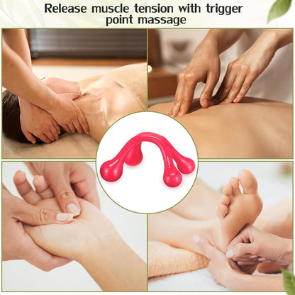 Liliful 9 Pcs 4 Point Massage Tools Small Hook Massager Handheld Palm Shaped Manual Back and Neck Massager Tools 4 Legged Hand Held for Body Muscles Arm Shoulder Leg(Blue, Pink, Orange)