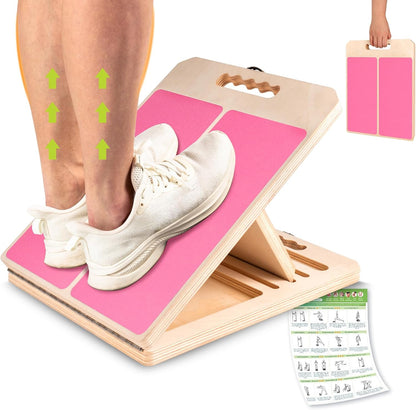 Slant Board Calf Stretching, 300 LBS Capacity Portable Wooden Incline Board