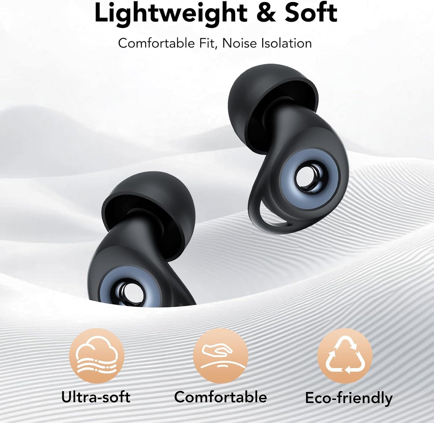 Ear Plugs for Sleeping,Noise Cancelling Silicone Earplugs,Concert,45 dB,Soft and Reusable,Hearing Protection with 8 Earpieces in 4 Sizes(XS/S/M/L),Carrying Bag,for Concert,Sleeping,Black