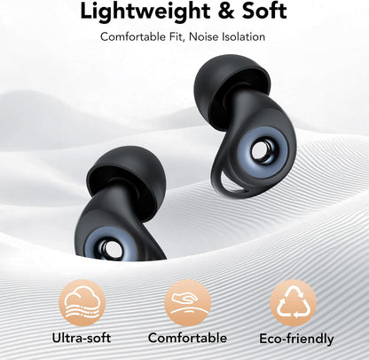 Ear Plugs for Sleeping,Noise Cancelling Silicone Earplugs,Concert,45 dB,Soft and Reusable,Hearing Protection with 8 Earpieces in 4 Sizes(XS/S/M/L),Carrying Bag,for Concert,Sleeping,Black