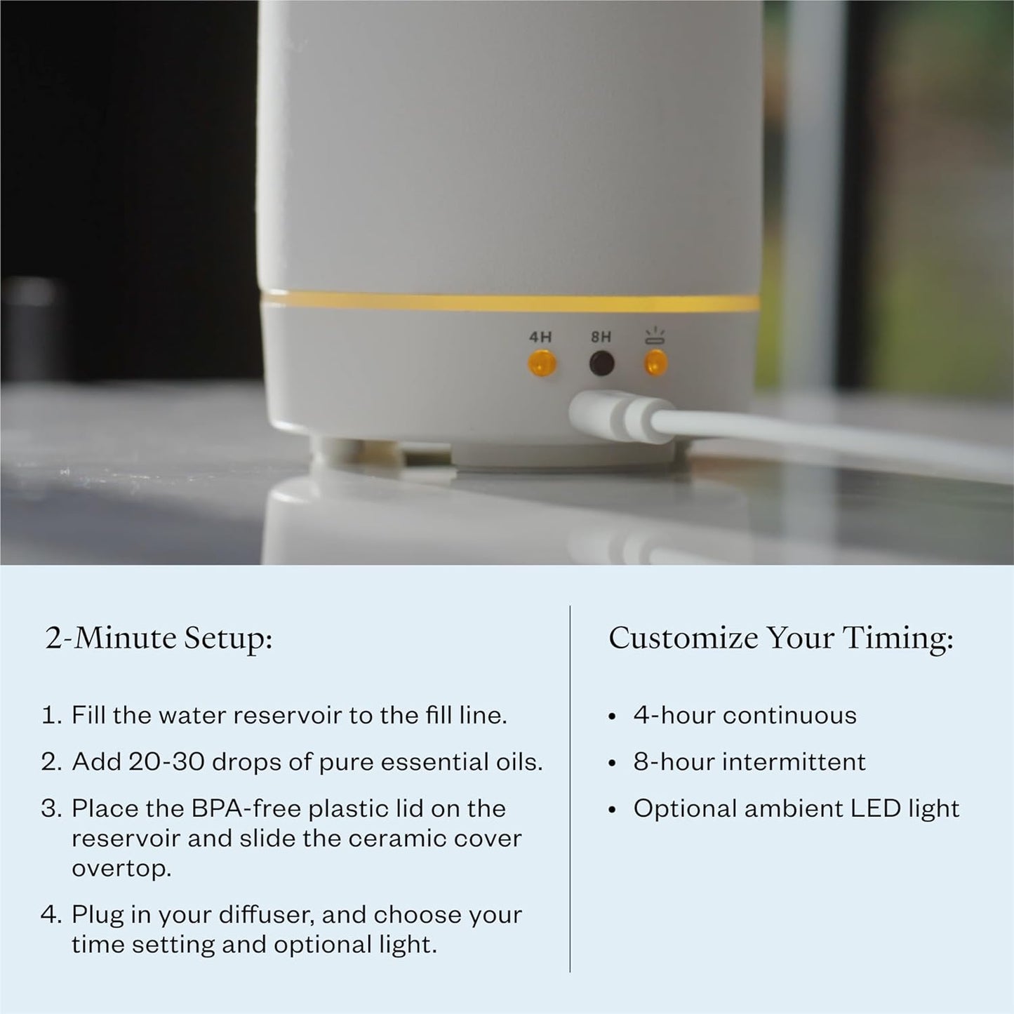 Vitruvi Stone Diffuser, Ceramic Ultrasonic Essential Oil Diffuser for Aromatherapy | Ceramic Diffuser, Diffusers for Home, Oil Diffuser, Housewarming Gift, Original Diffuser | White, 90ml Capacity