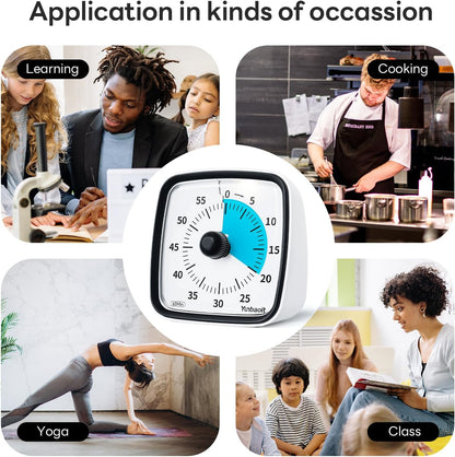 Yunbaoit Visual Timer with Night Light, 60 Minute Countdown, Light Blue | 3 Alarm Modes, Mute Flash, for Kids and Adults, Time Management Tool for Classroom, Home, School, and Work