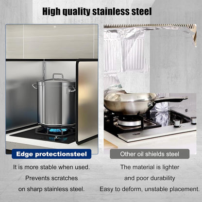 4-Sided Foldable Oil Splatter Guard, Stainless Steel for Frying | Nonstick Oil Splash Insulation, Foldable Design for Easy Storage, Protects Stove & Countertop, Heat Insulation Board