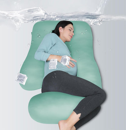 MOON PARK Pregnancy Pillows for Sleeping - 57 Inch U Shaped Full Body Maternity Pillow with Removable Cover - Support for Back, Legs, Belly, Hips - Pregnancy Pillow for Women - Grey