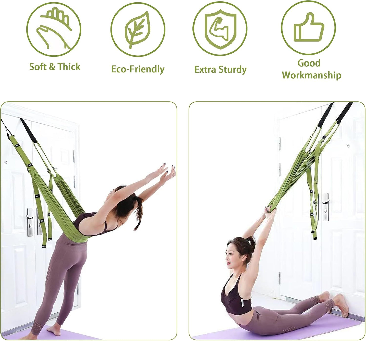 Waist Back Leg Stretch Strap Yoga Fitness Stretcher Back Bend Assist Trainer Waist Flexibility Equipment Over Door Yyoga Sstrap for Pilates, Dancing, Gymnastics Training Belt with Door Anchor
