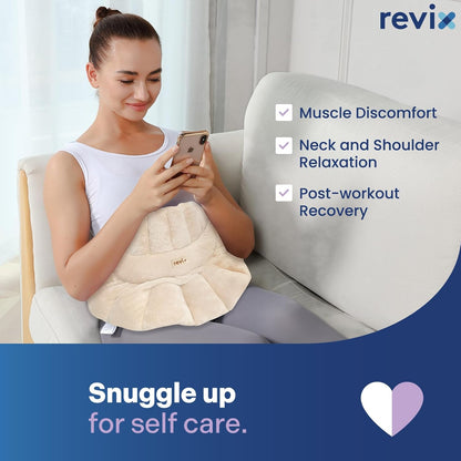 REVIX Microwavable Heating Pad for Neck Shoulders and Back, Microwave Heated Neck Wrap with Moist Heat, Light-Gray