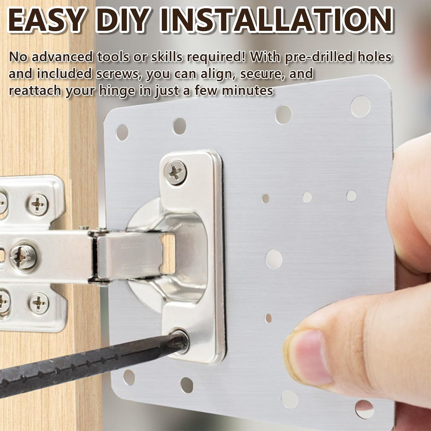 20PCS Cabinet Hinge Repair Plate Kit, Stainless Steel Repair Plate, luluaday Large Cabinet Fix Board Kit with Mounting Screws for Kitchen Cupboard Door, Cabinet and Furniture