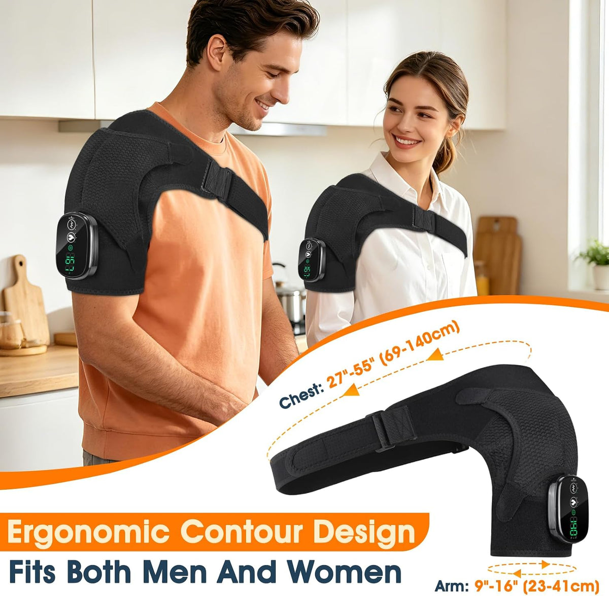 Shoulder Heating Pad with Massage, Rotator Cuff Shoulder Brace for Frozen