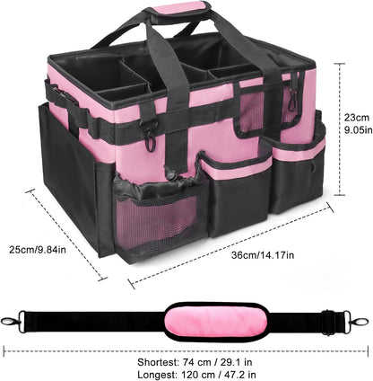 Large Cleaning Caddy Organizer, Adj Straps & Board Dividers Heavy‑Duty | Waterproof Nylon Fabric, Handle, Removable Divider, Tool Bags for Housekeepers, Car detailing, Kitchen Bathroom
