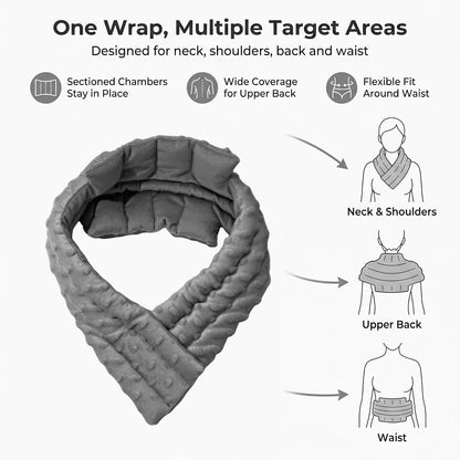 Heating Pad for Neck Shoulders and Back Microwavable – Natural Flaxseed, Multi-Chamber Even Heat, Reusable Hot Cold Compress for Muscle Soreness Relief.
