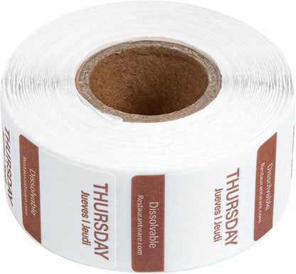 Restaurantware RW Smart 1 Inch x 1 Inch Food Rotation Labels 500 Dissolvable Food Safety Labels - Premium Trilingual Orange Paper Day Of The Week Labels For Food Storage Or Prep Saturday