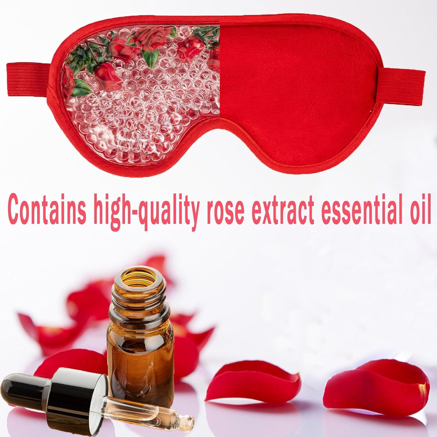 LEOSTEP 4 PCS Cooling Eye Mask Set - Ice Face Mask with Camellia Essential Oil, Cold Eye Compress and Reusable Gel Pads for Eyes Puffiness, Migraine Headache, Dark Circles, Dry Eyes