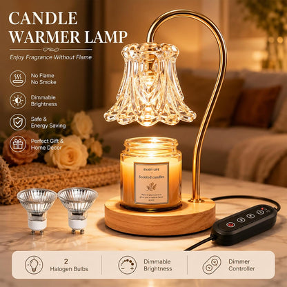 COCOBELA Candle Warmer Lamp with Timer with 2 Bulbs Floral Light Dimmable