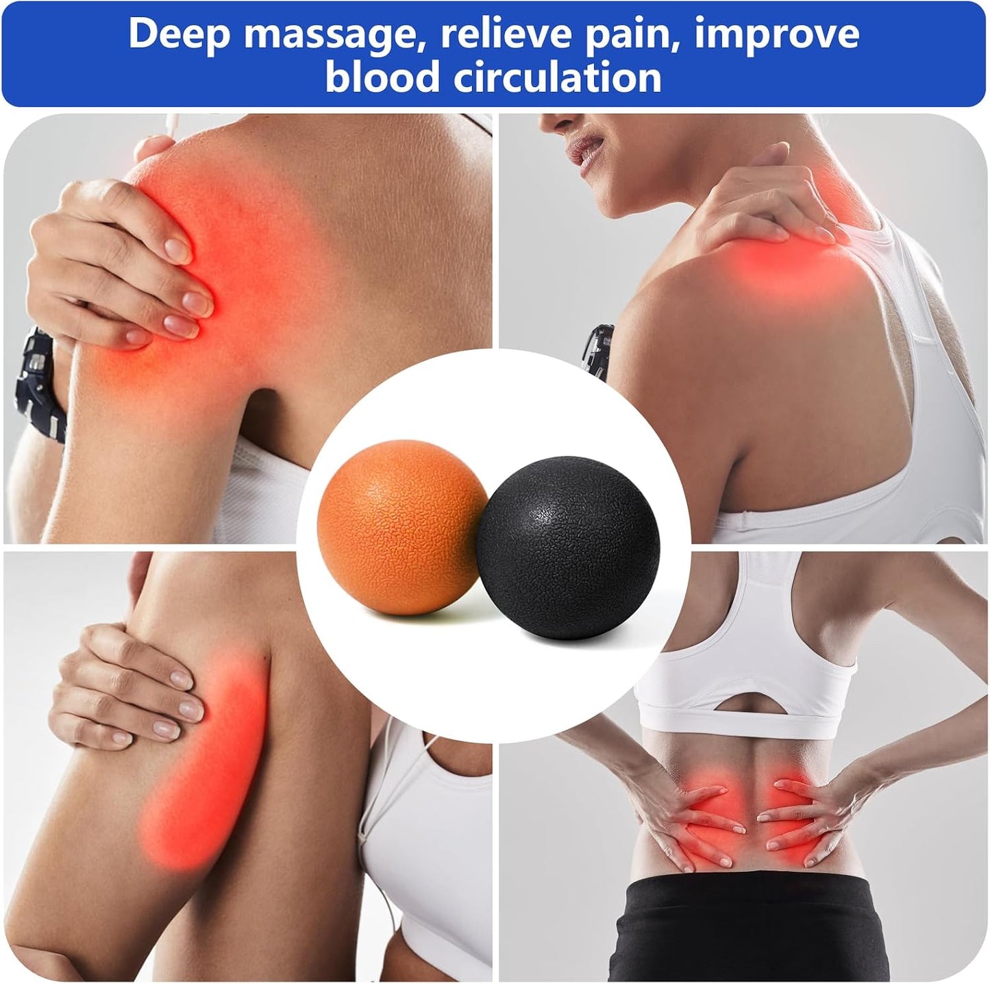 2-Pack Firm Lacrosse Massage Balls (Orange&Black) | For Deep Tissue, Trigger Point & Myofascial Release Therapy, Relieve Muscle Knots