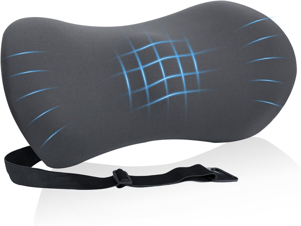Lumbar Pillow, Memory Foam Lumbar Support Pillow for Office Chair and Car Seat, Ergonomic Streamline Back Pillow for Lower Back Pain Relief, Back Support Pillow for Sitting, Driving, Traveling