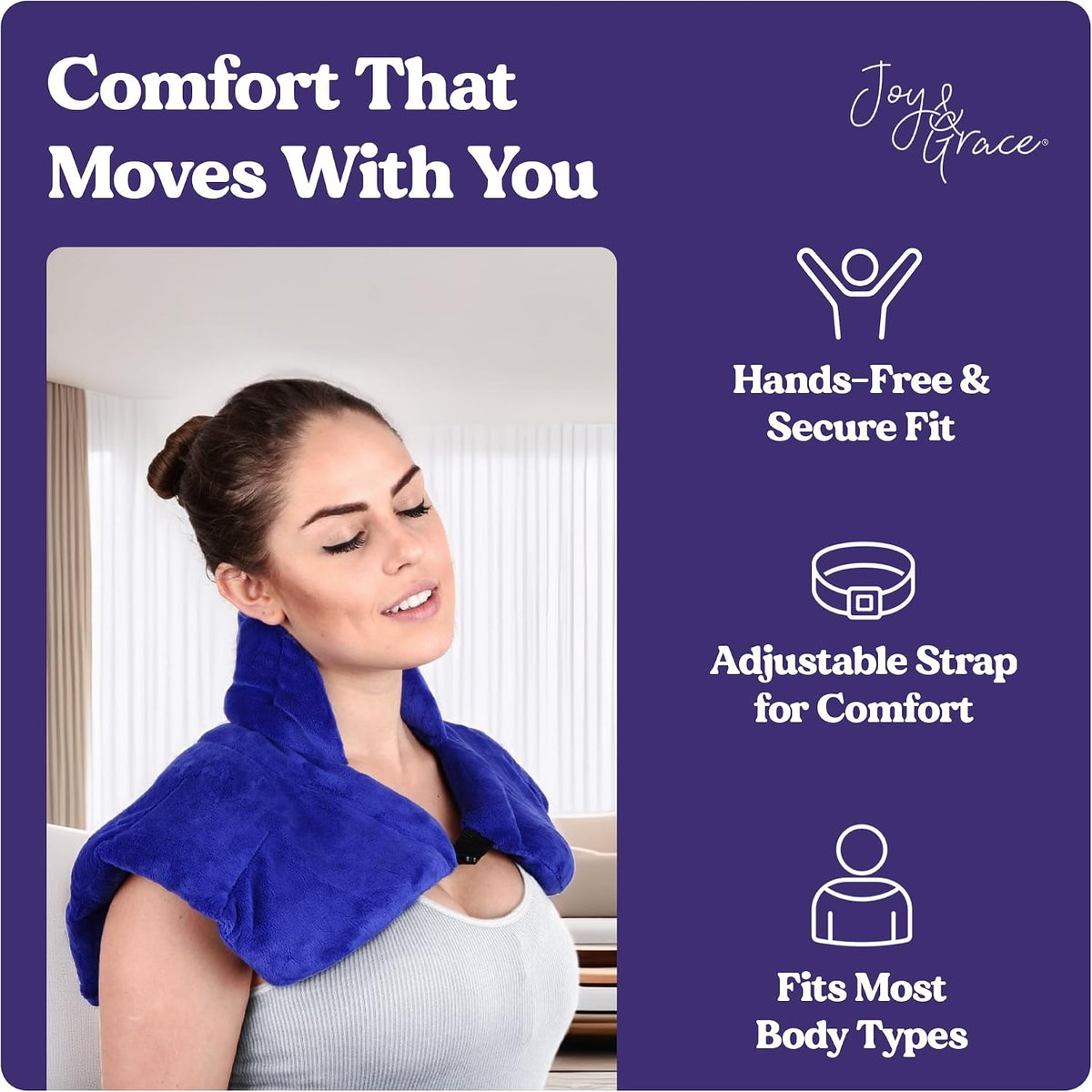 Microwavable Heating Pad for Neck, Shoulders, and Back by Joy & Grace | 5 Lb Weighted Neck & Shoulder Wrap | Moist Heat Therapy Pack for Relaxation and Comfort | Soft Micro-Mink Cover | Scented Gray