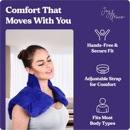 Microwavable Heating Pad for Neck, Shoulders, and Back by Joy & Grace | 5 Lb Weighted Neck & Shoulder Wrap | Moist Heat Therapy Pack for Relaxation and Comfort | Soft Micro-Mink Cover | Scented Gray