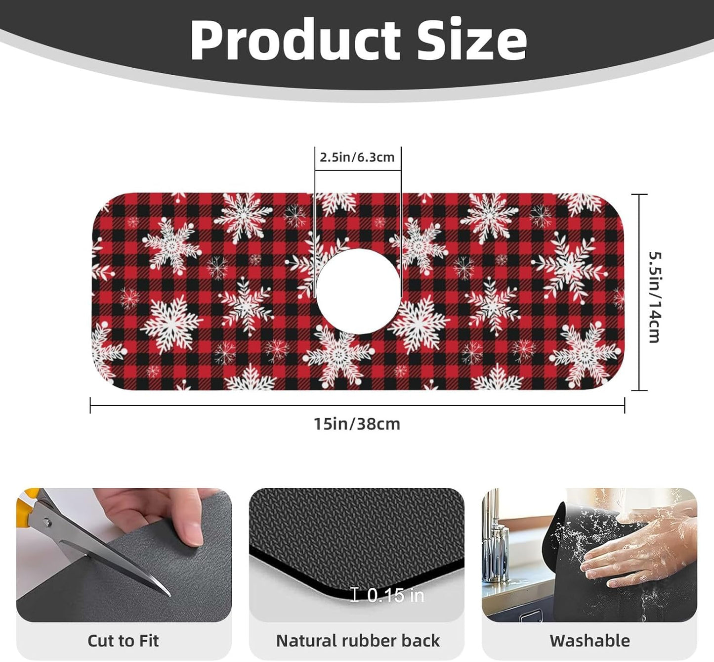 Abstract Flower Blooming Floral Watercolor Kitchen Sink Splash Guard Faucet Mat Super Absorbent Fast Drying Mat Sink Gadgets-Fast Drying Pad Sink Mat For Kitchen Bathroom (15" X 5.5" )
