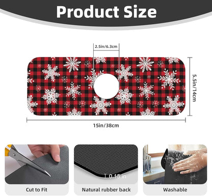 Abstract Flower Blooming Floral Watercolor Kitchen Sink Splash Guard Faucet Mat Super Absorbent Fast Drying Mat Sink Gadgets-Fast Drying Pad Sink Mat For Kitchen Bathroom (15" X 5.5" )