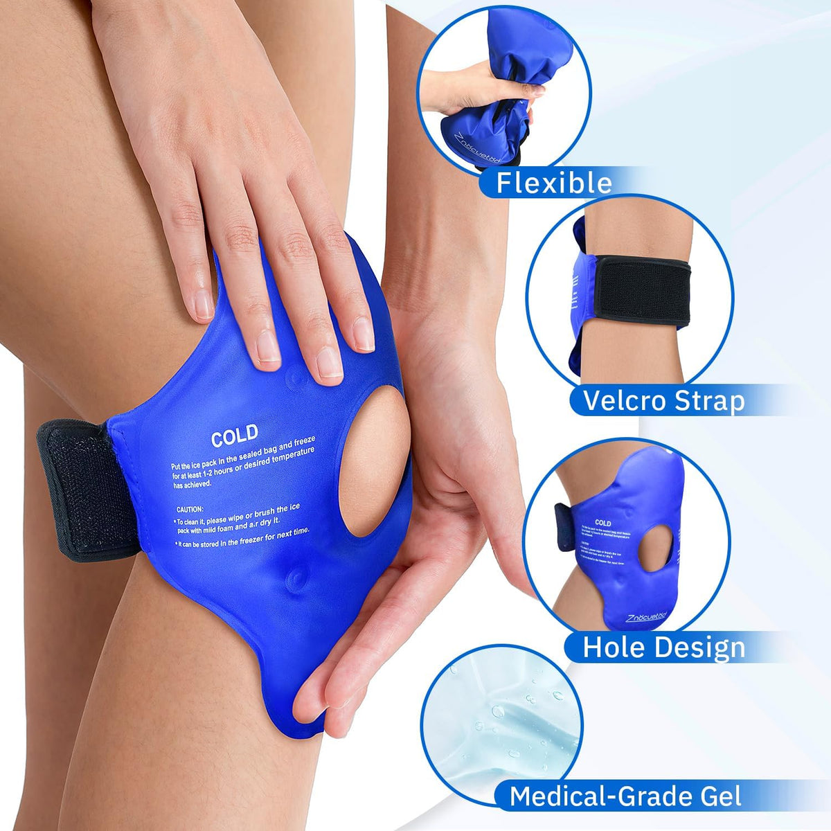 Knee Ice Pack for Injuries Gel Reusable Hot Cold Therapy Compression Wraps for Pain Relief Arthritis Meniscus Tear Surgery Recovery Sprains Swelling Cooling Knees Brace for Women Men Girls Boys